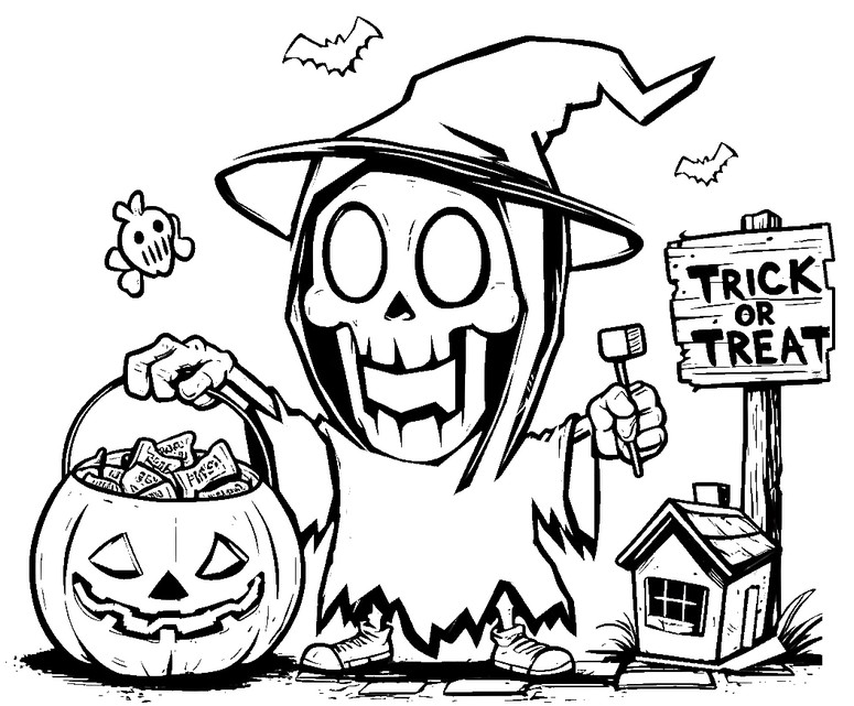 Coloring page Trick or Treat - Halloween