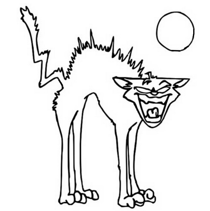 Desenho para colorir Gato de halloween - Dia das bruxas