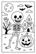 Drawing to color - Funny skeleton - Halloween