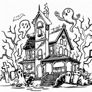 Coloring page The haunted house