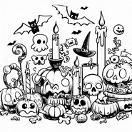 Dibujo para colorear Calabazas y velas