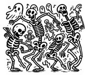Coloriage La danse des squelettes