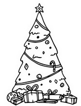 Coloriage Cadeaux au pied du sapin