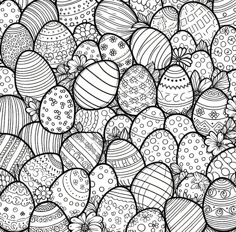Disegno da colorare Una moltitudine di uova