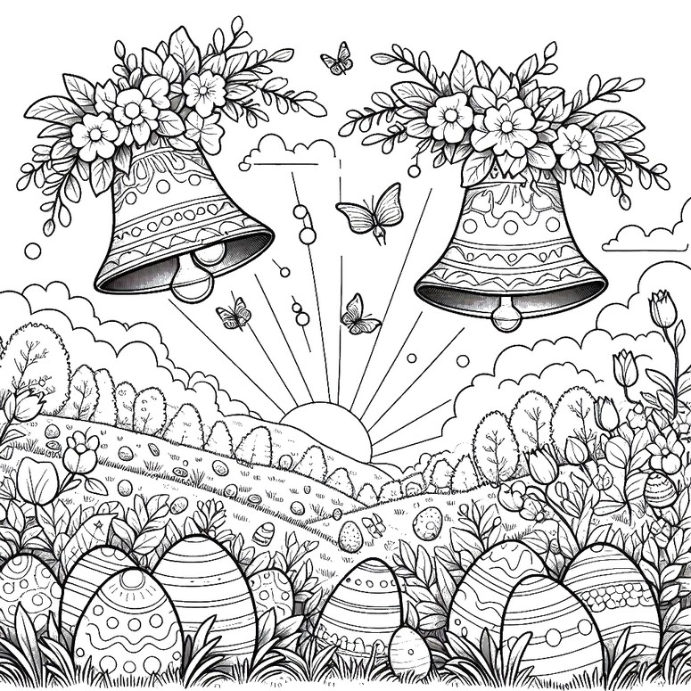 Coloriage Cloches de Pâques