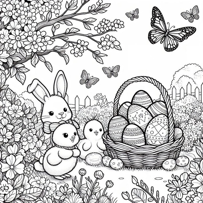 Coloring page Egg basket