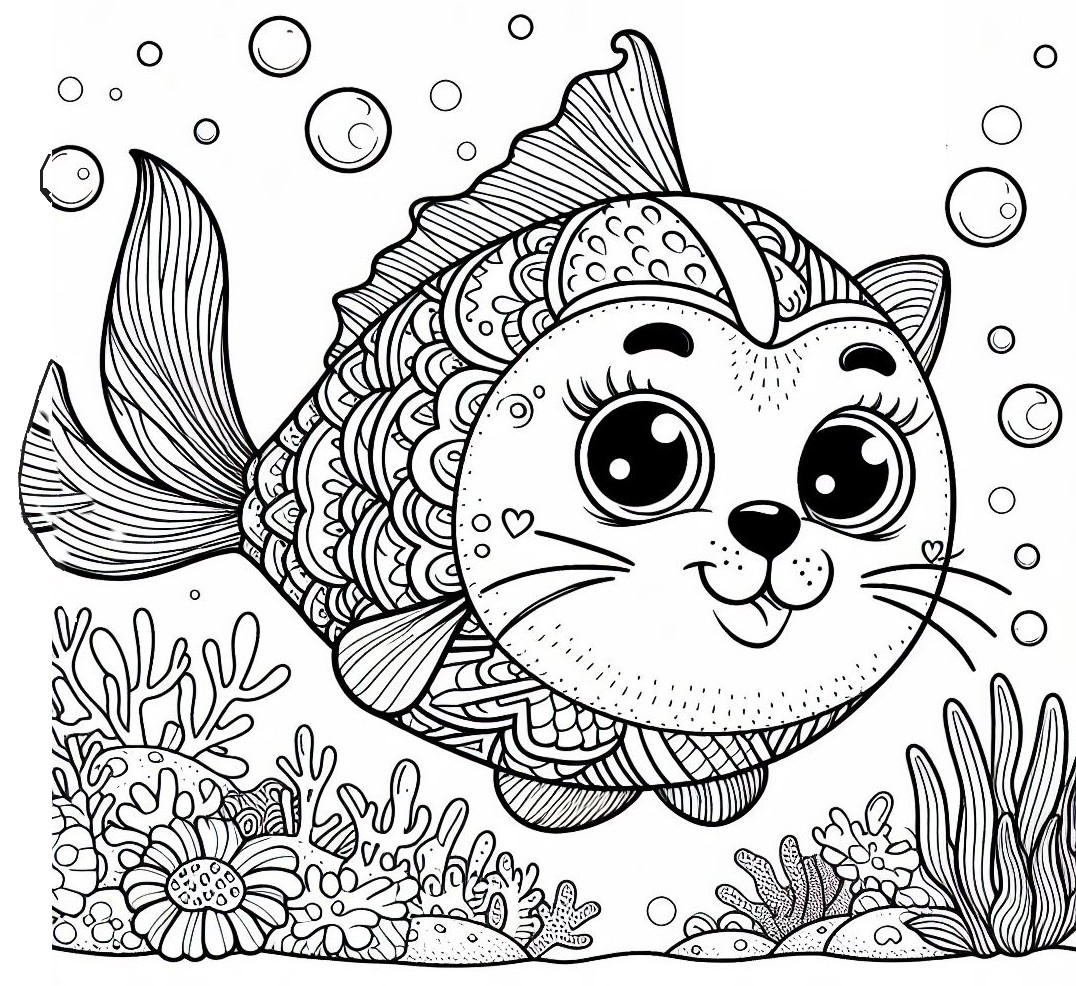 Disegno da colorare Pesce gatto divertente