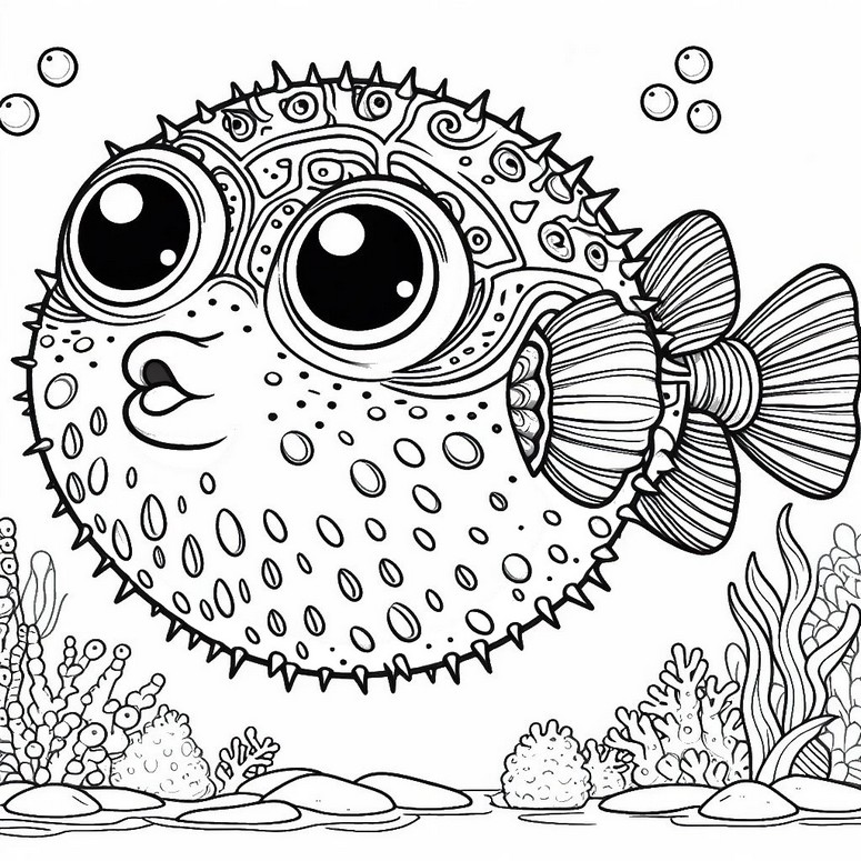 Desenho para colorir Peixe-balão