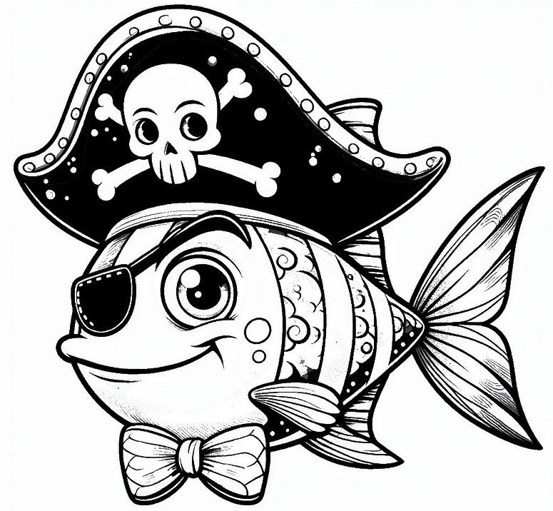 Dibujo para colorear pez pirata