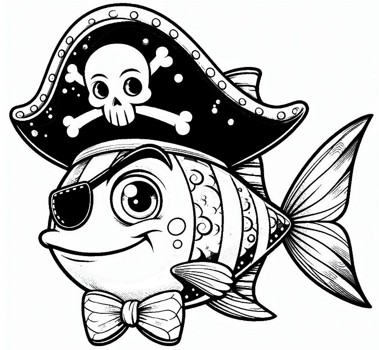 Coloriage Poisson pirate