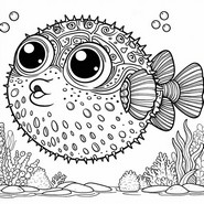 Zeichnung zum Ausmalen - Kugelfisch - Aprilscherz