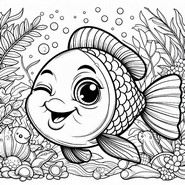 Ausmalbild zum Herunterladen - Zwinkernder Fisch - Aprilscherz