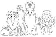 Dibujo descargable - El ángel y el hombre del saco - San Nicolas