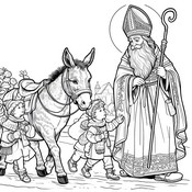 Målarbok Saint Nicholas med barn