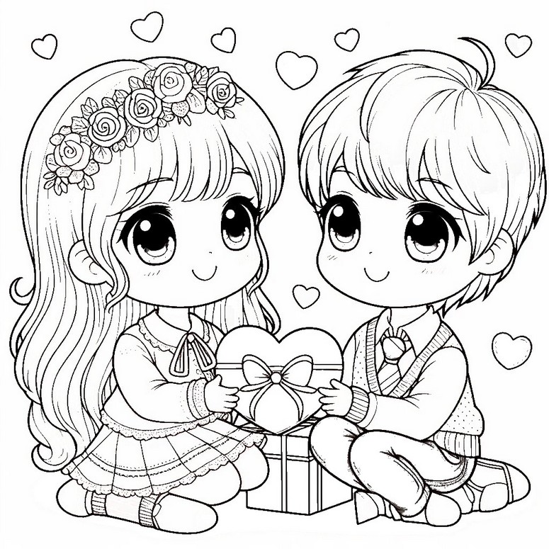 Coloring page Children in love