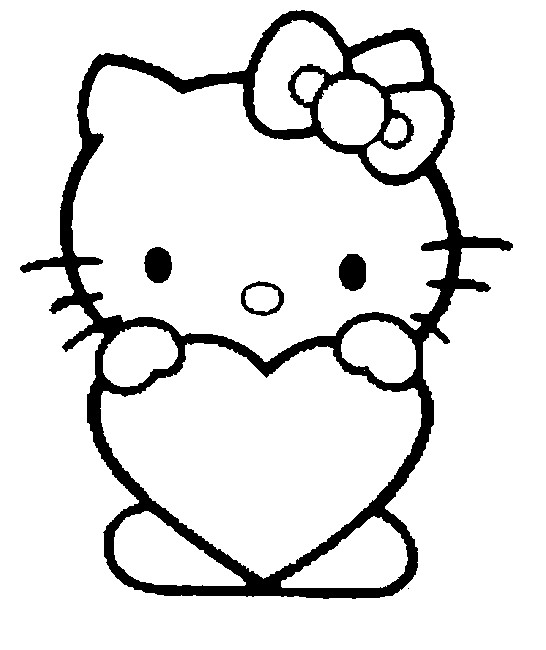 Coloriage Cœur Hello Kitty - Saint Valentin