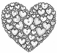 Billede til farvelægning - Et hjerte fuld af hjerter - Valentins Dag