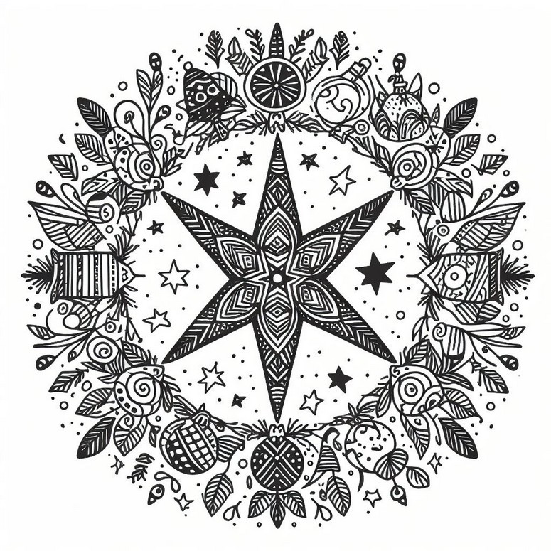 Desenho para colorir estrela de Natal