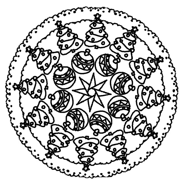 Coloriage Mandala Sapin de Noël - Mandalas pour Noël