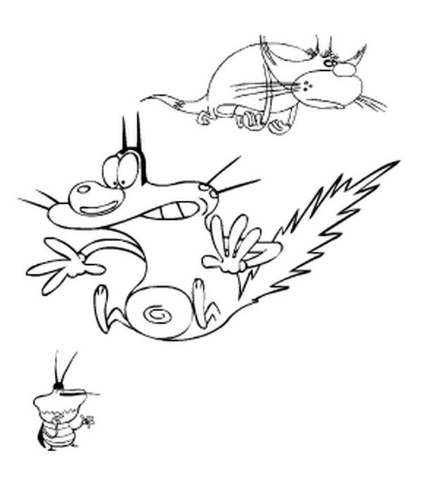 Coloring page Oggy and the Cockroaches