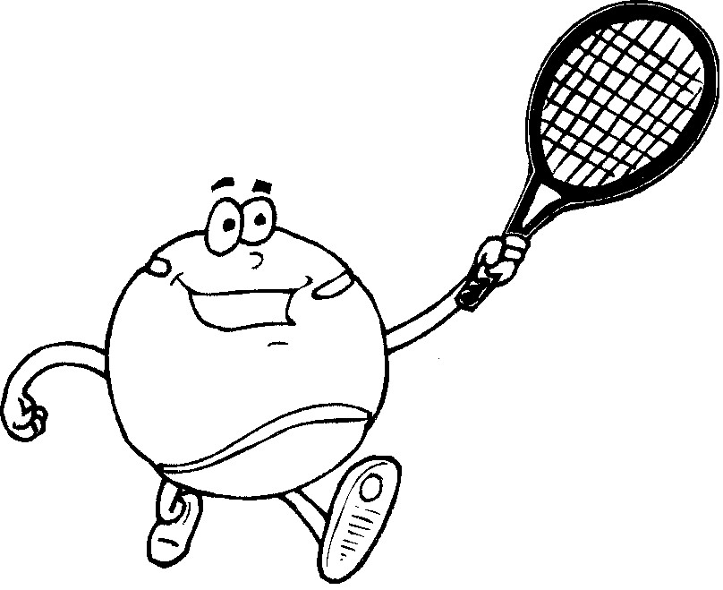 Coloriage Balle qui joue au tennis