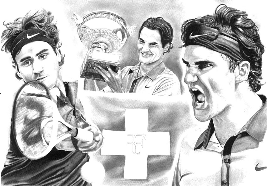 Malebøger Federer - Tennis