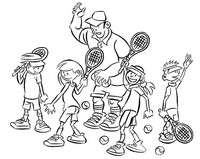 Coloriage Entraînement de tennis enfants