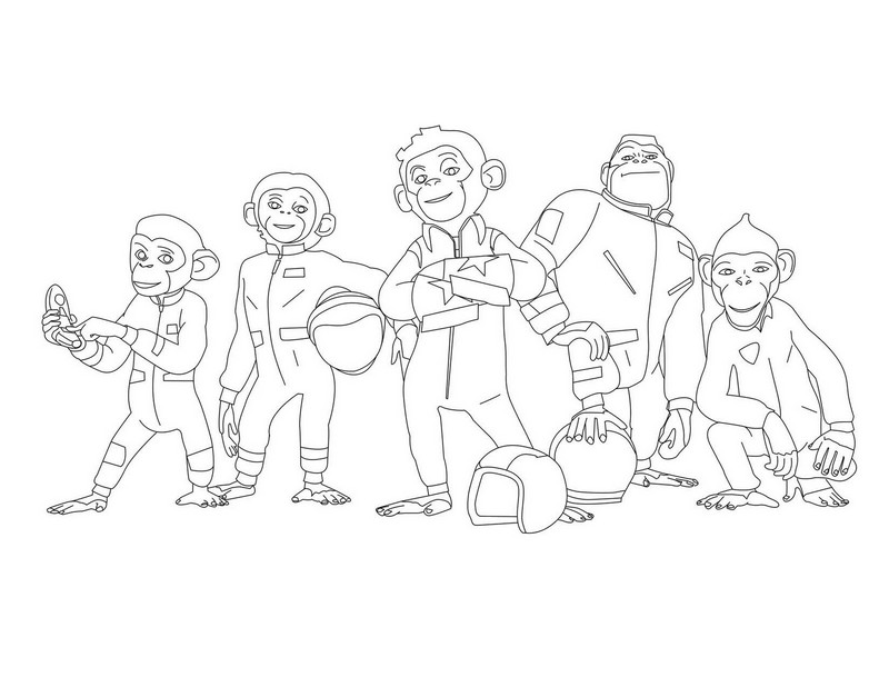 Coloring page Space  Chimps