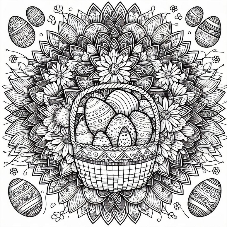 Coloriage Panier d'oeufs