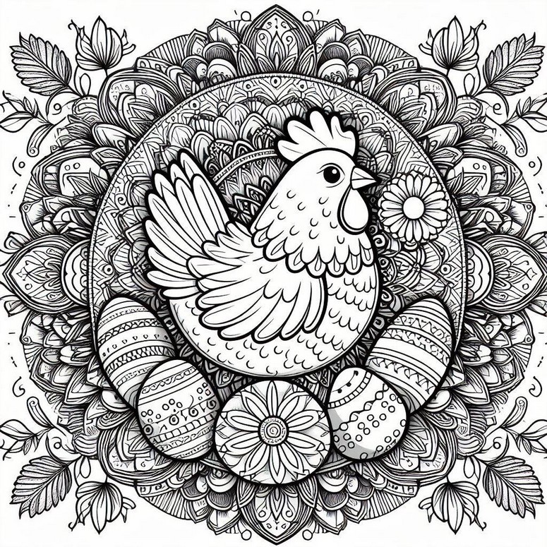 Dibujo para colorear Gallina de Pascua