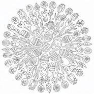 Image to color - Easter Flowers and Eggs - Easter's mandalas