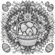 Downloadable coloring - Egg basket - Easter's mandalas