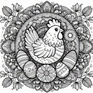 Image to color - Easter hen - Easter's mandalas