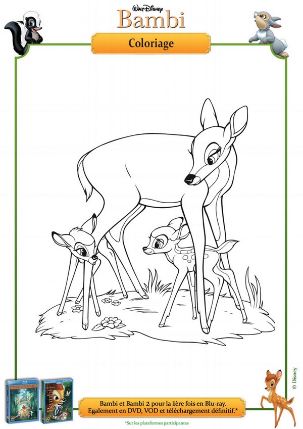 Coloriage Coloriage Bambi et sa maman