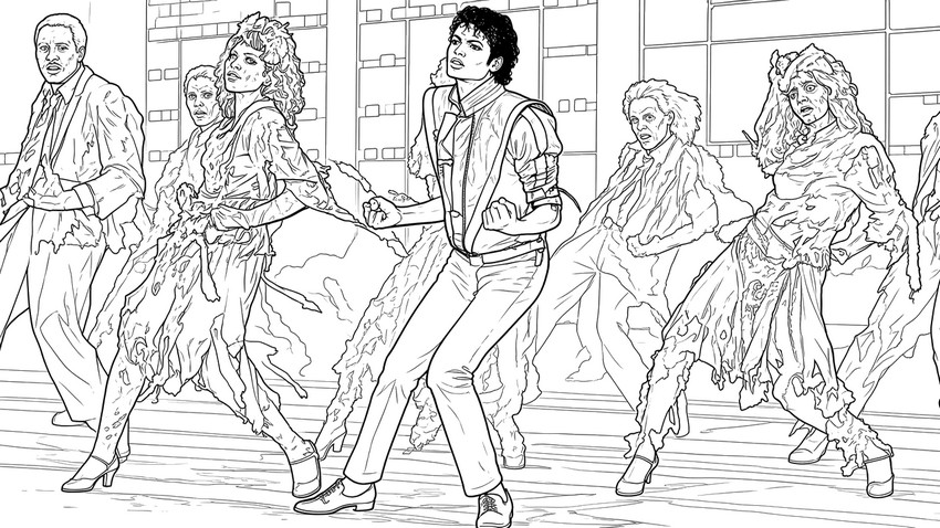 Coloriage Michael Jackson - Danse avec les zombies