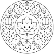 Kleurplaat - Eenvoudig - Kleuterschool - Mandala Herfst