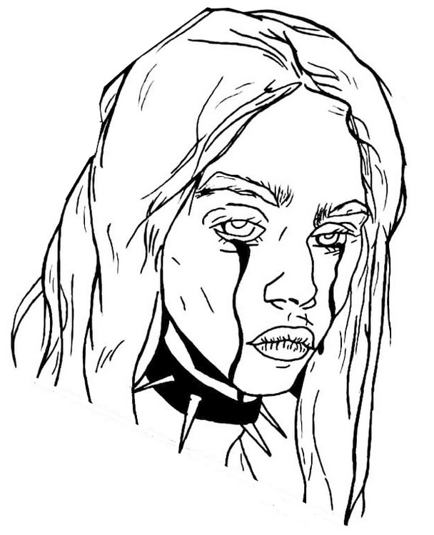 Coloring page Famous People : Billie Eilish 1