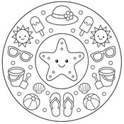Ausmalblatt - Seesterne und Strand - Mandalas von Sommer
