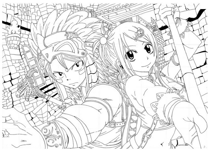 Coloriage Coloriage Natsu et Lucy