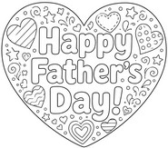 Drawing to color - Happy Father’s Day Heart - Father's Day