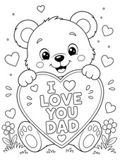 Coloring page - Cute Teddy Bear - Father's Day