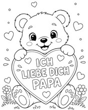 Kostenloses Ausmalbild - Niedlicher Bären - Vatertag
