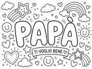 Illustrazione da colorare - Amore per il Papà - Festa del Papà