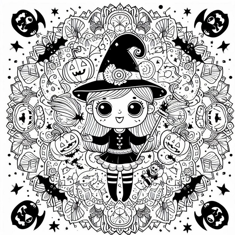 Coloring page Nice witch