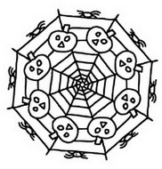 Coloring page Pumpkins in a spider web