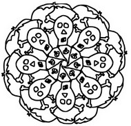 Coloriage Mandala têtes de mort