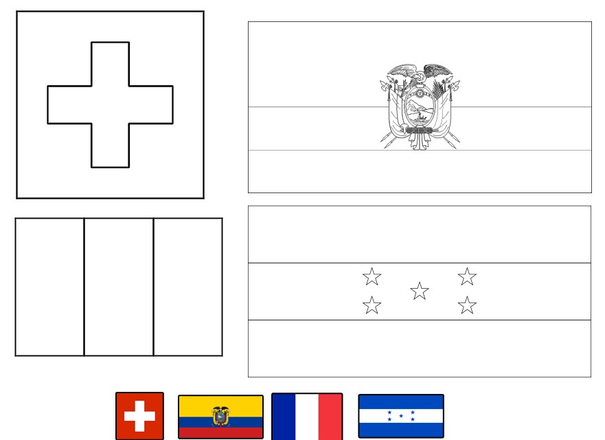 Coloring page Group E: Switzerland - Ecuador - France - Honduras
