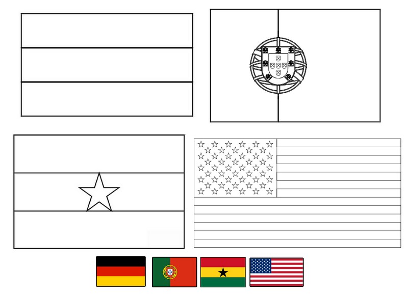 Dibujo para colorear Grupo G: Alemania - Portugal - Ghana - EE.UU.