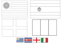 Coloring page Group D: Uruguay - Costa Rica - England - Italy