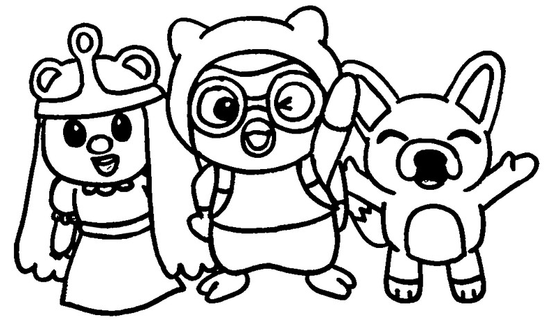 Disegno da colorare Pororo, Petty, Eddy